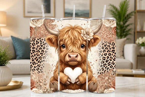 Download Cute Highland Cow with White Heart - Premium Bundle