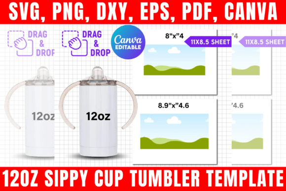Download 12oz Sippy Cup Tumbler Canva Template - Premium Resources