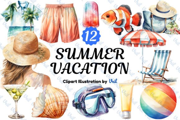 Download Summertime Vacation Watercolor Bundle - Premium Resources