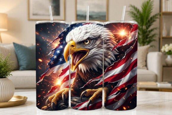 Download Patriotic Bald Eagle Screaming Tumbler - Premium Resources
