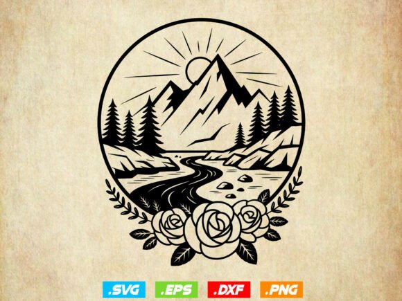 Download Mountain Landscape SVG, Mountain Scene - Mountain scene Collection