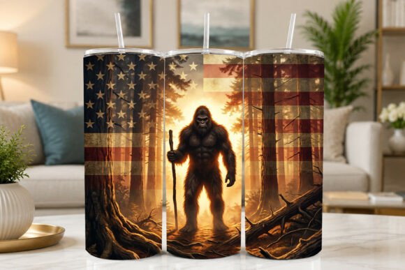 Download Patriotic Bigfoot American Flag Tumbler - Premium Resources
